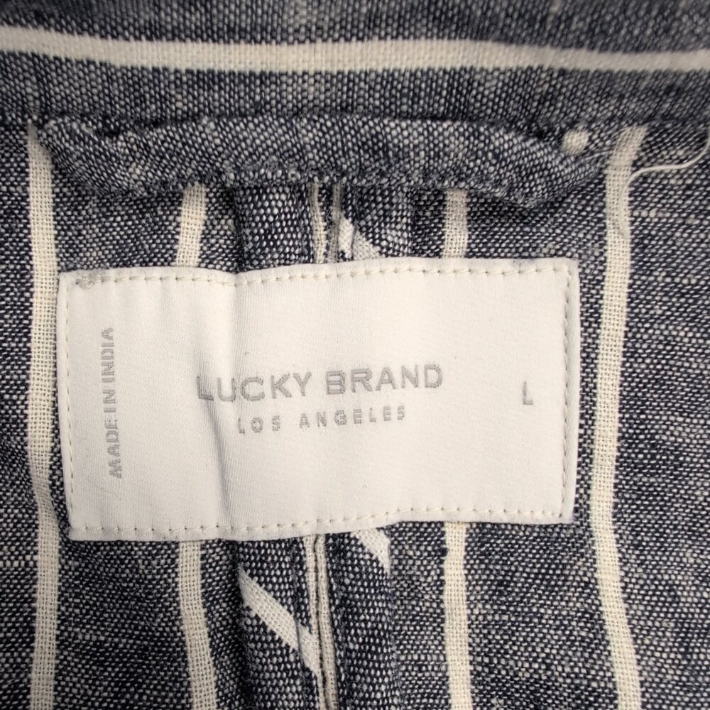 Lucky Brand Linen-Blend Striped Single-Button Blazer L - Picture 4 of 12